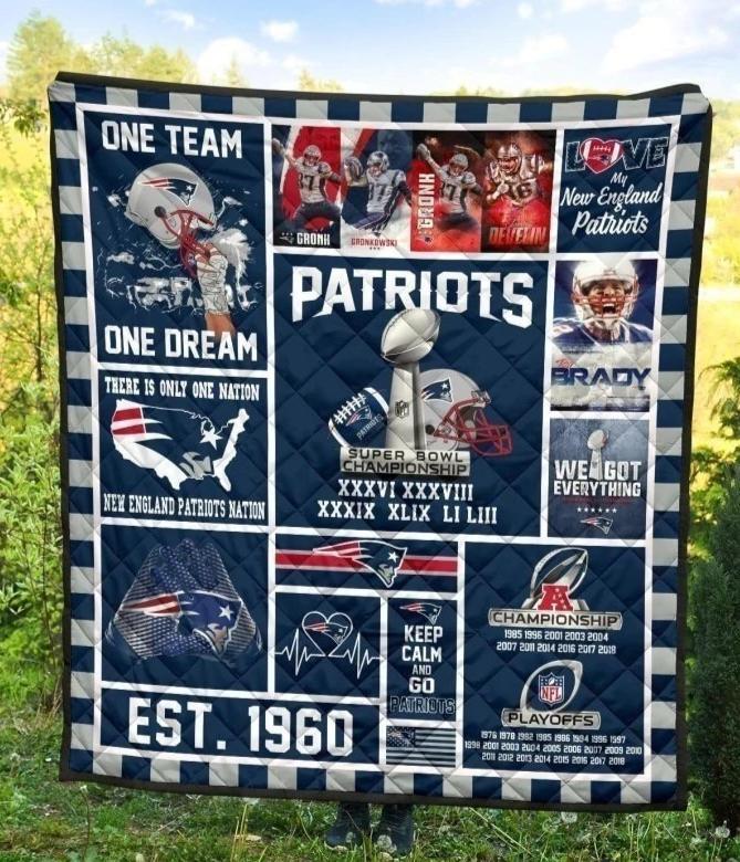 New England Patriots Quilt Blanket Fan Gift