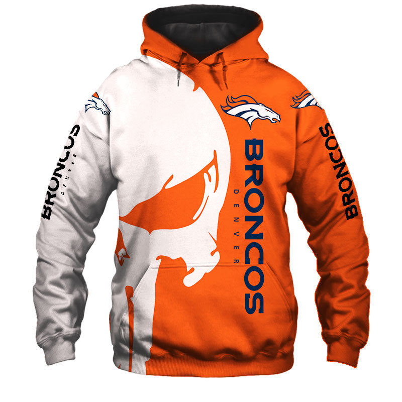 Denver Broncos Men’S Hoodies Skull Printed