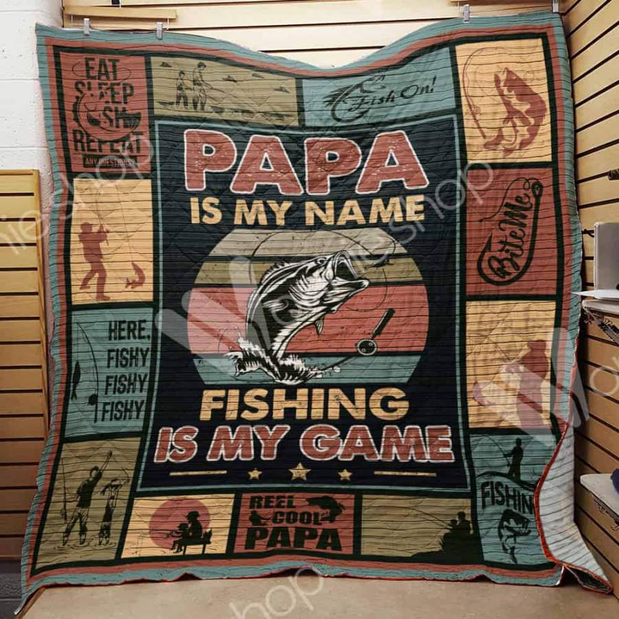 Wozoro Quilt Blanket Fishing Papa Is My Name Fishing Is My Game Twin Queen King Size