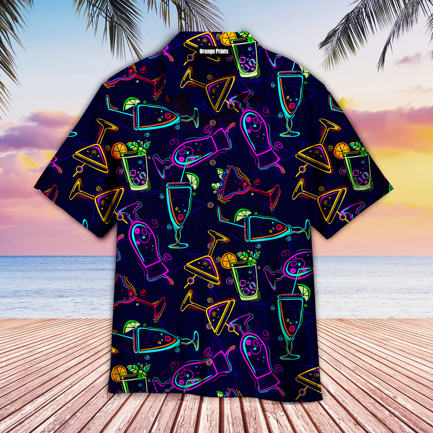 Neon Cocktails Hawaii Shirt For Men Women Ha85058