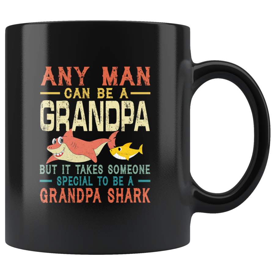 Someone special man to be a grandpa shark vintage, gift for grandpa black coffee mug