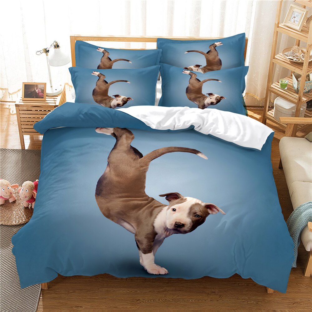 Cute Puppy 3D Bedding Digital Printing Fashion Bedding Set Duvet Cover Set Queen Bedding Set Bedroom Duvet Cover Set