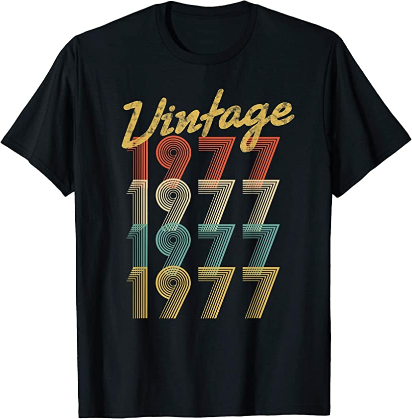 44th Birthday Gift Vintage 1977 Retro Pop Style 44 yrs old T-Shirt