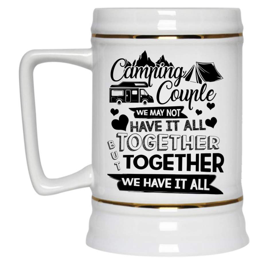 Cute Gift For Couple Beer Stein 22oz, Camping Couple Beer Mug