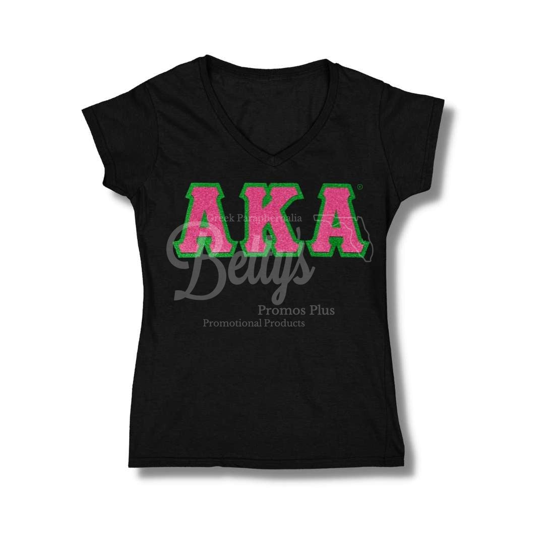 Alpha Kappa Alpha Aka Glitter Screen Printed Short Sleeve T-Shirt