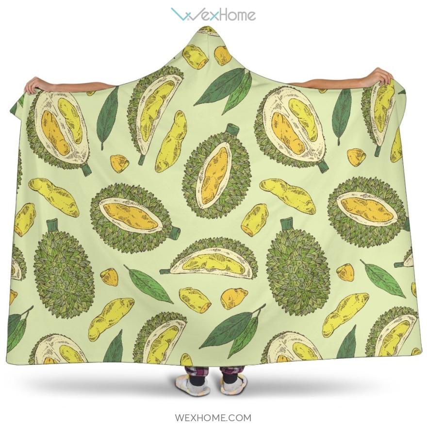 Durian Leaves Pattern Background Hooded Blanket