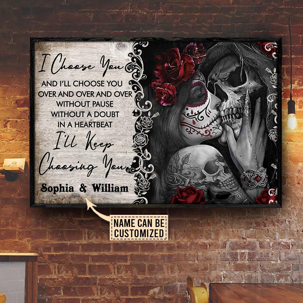 Aeticon Gifts Personalized Skeleton Keep Choosing You Canvas Mom Dad Gift Home Decor