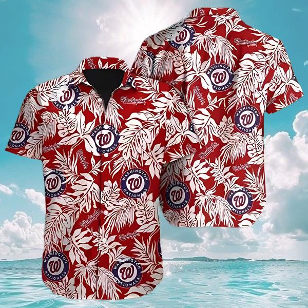 Washington Nationals Hawaiian Shirt Tropical Leaf