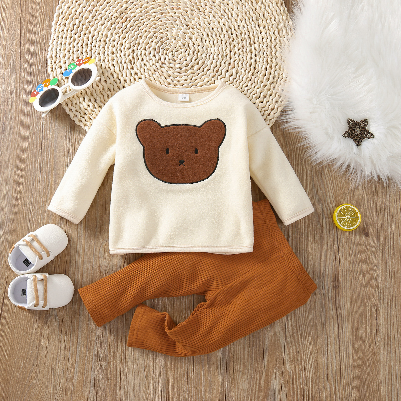 Winter Newborn Baby Girls Boys Clothes Sets Hoodies Cute Bear Suits Boys Sweatshirts Fleece Girls Pullover Children’s Clothing alx