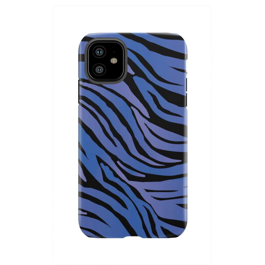 Black Blue Zebra Pattern Print Tough Phone Case