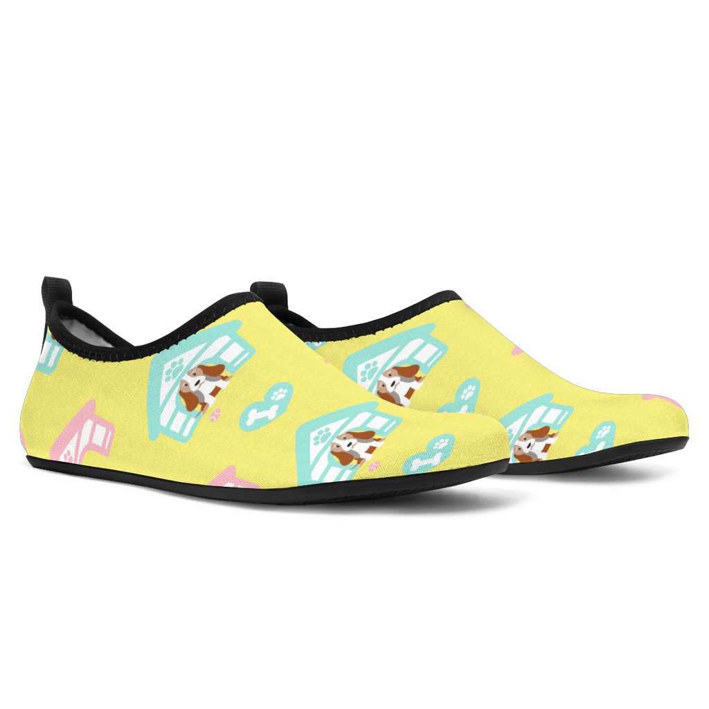 Yellow Bassett Hound Puppy Aqua Shoes