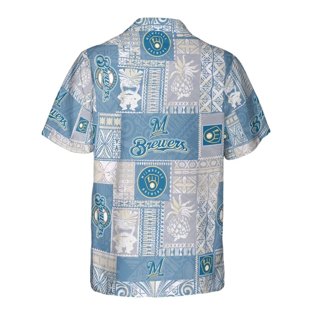 Milwaukee Brewers Vintage Blue Hawaiian Shirt