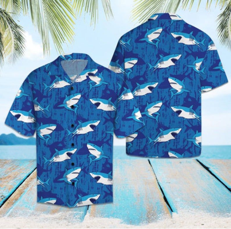 Shark Blue Unique Design Hawaii Shirt Ha60503