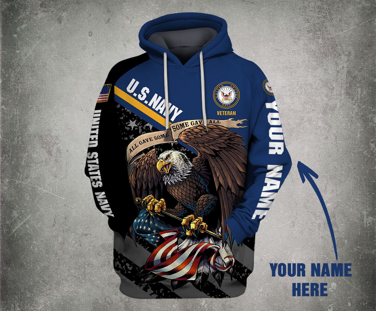 U.S NAVY 3D HOODIE CUSTOMIZED NAME