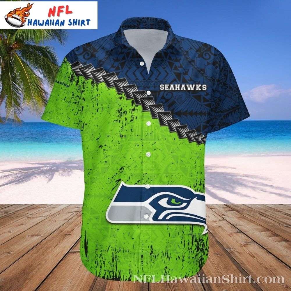 Grunge Polynesian Tattoo  Seattle Seahawks Tropical Hawaiian Shirt