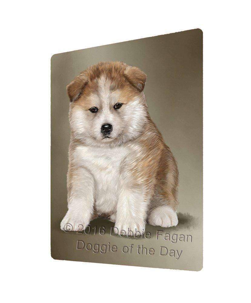 American Akita Inu Puppy Dog Art Portrait Print Woven Throw Sherpa Plush Fleece Blanket