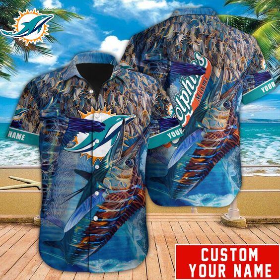 Miami Dolphins Nfl Hawaiian Shirt Custom Name V7