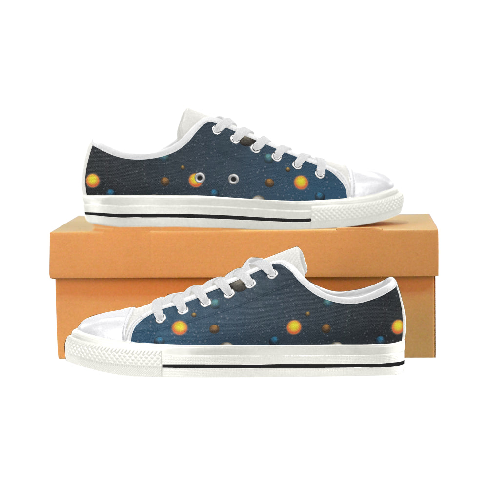 Planet Pattern White Women’s Classic Canvas Shoes