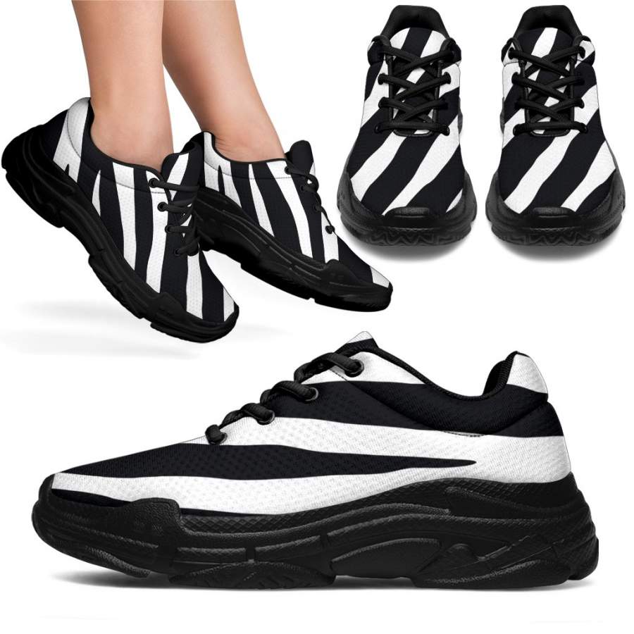 Black White Zebra Pattern Print Chunky Sneakers