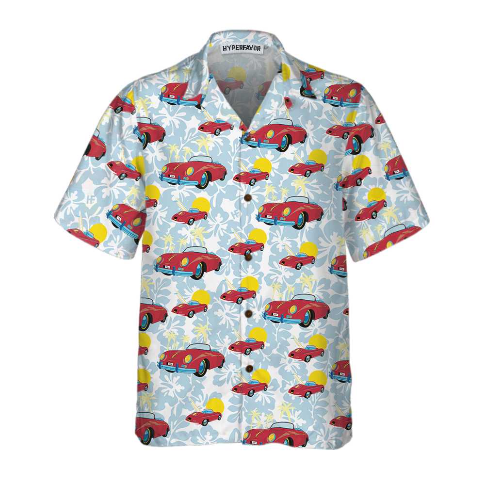 Porsche 356 Tropical Floral Hawaii Shirt Ha94169