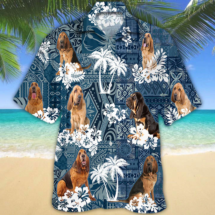 Bloodhound Hawaii Hawaii Shirt Button Down Short Gift For Dog Lovers Ha86212