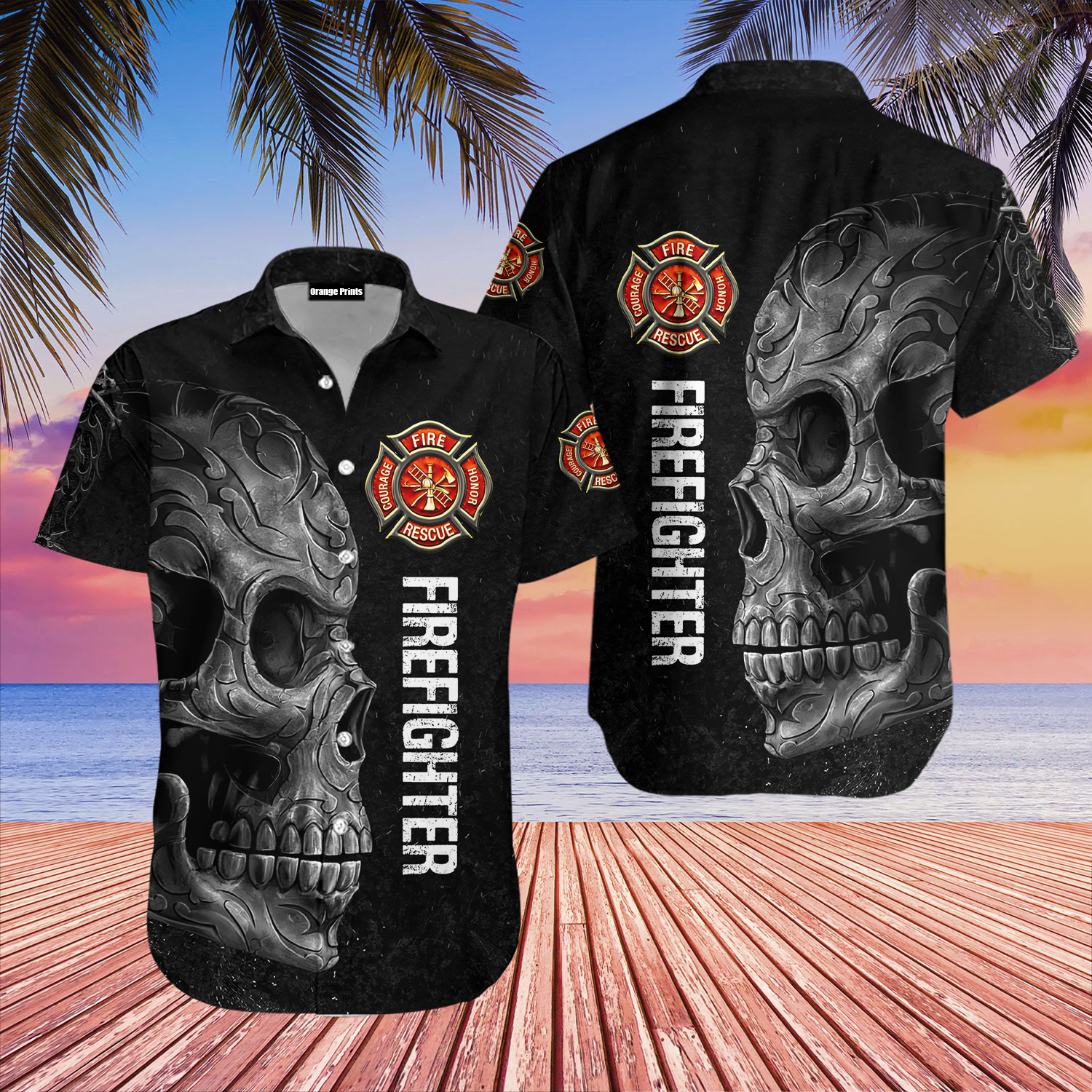 Firefighter Crazy Skull Hawaii Shirt For Men Women Ha30253