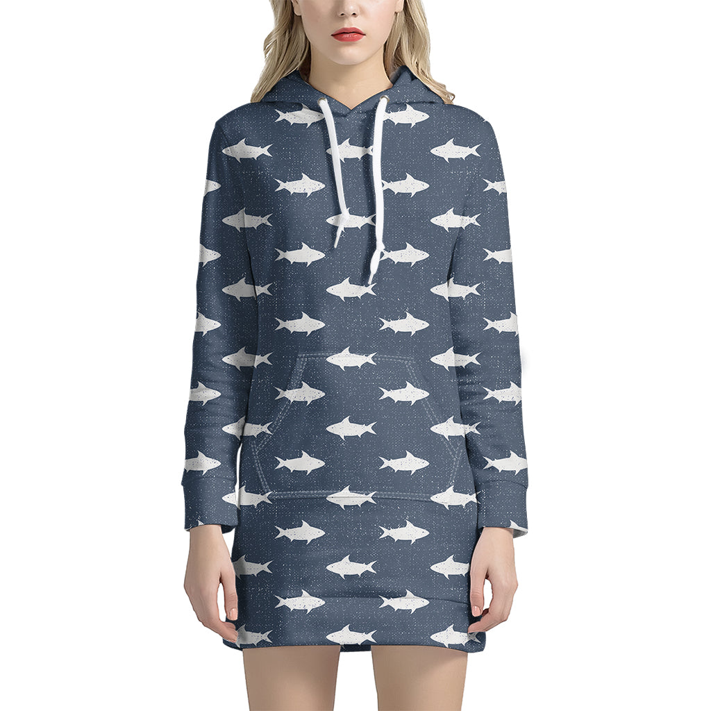 Shark Fish Pattern Print Women’S Pullover Hoodie Dress