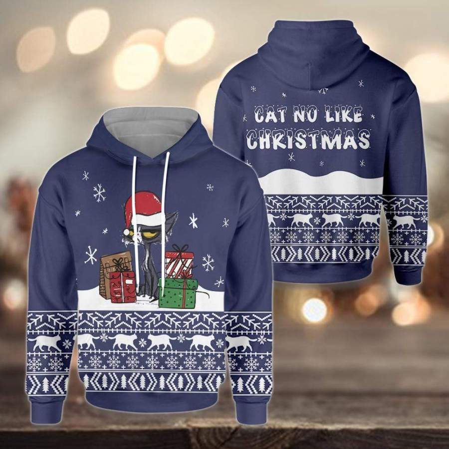 Cat No Like Christmas Hoodie All Over Print #DH