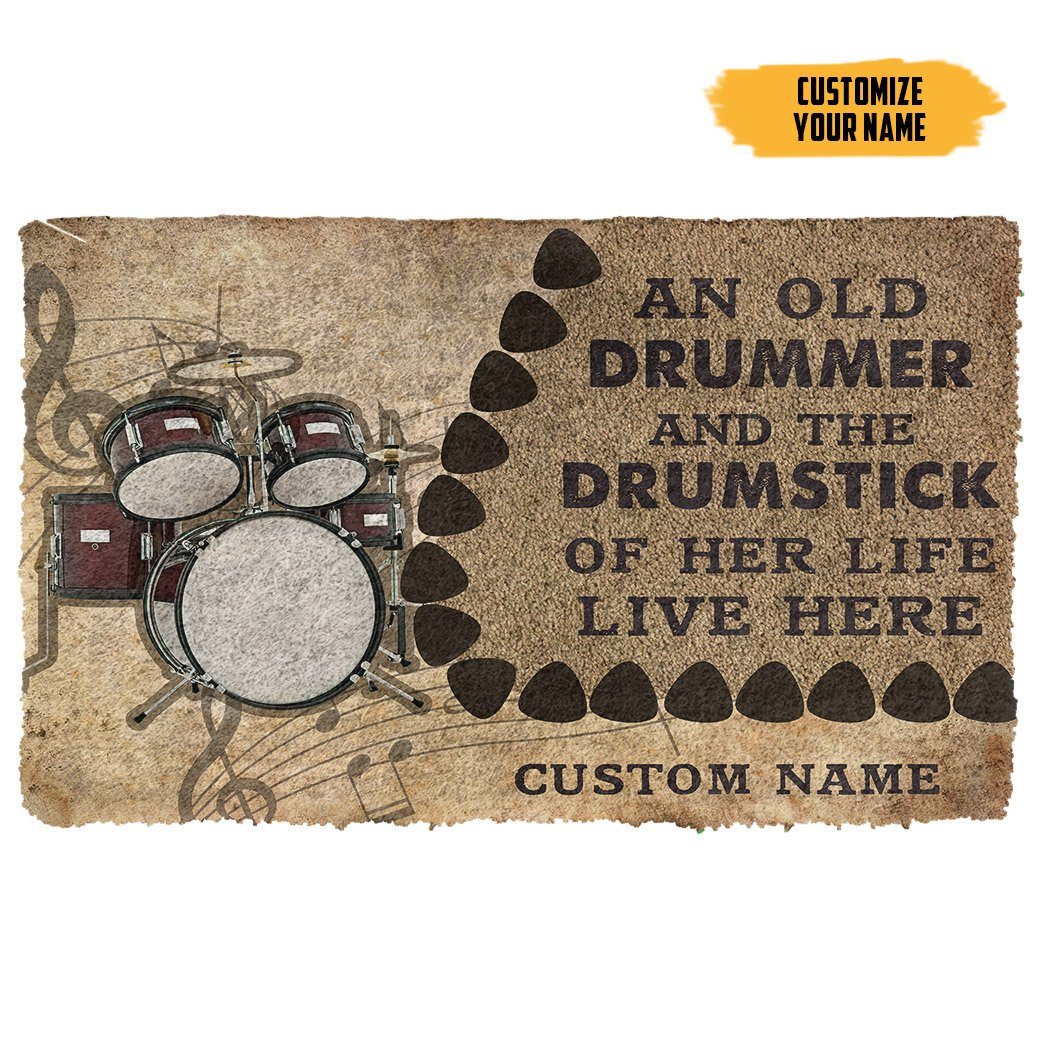 Gearhumans  Gearhuman 3D An Old Drummer And The Drumstick Of Her Life Custom Name Doormat