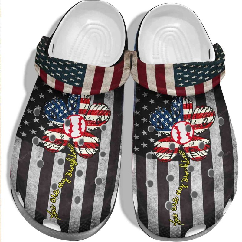 Usa Flag Flower Baseball Custom Shoes – Baseball My Sunshine Shoes 4Th Of July Gift For Wife