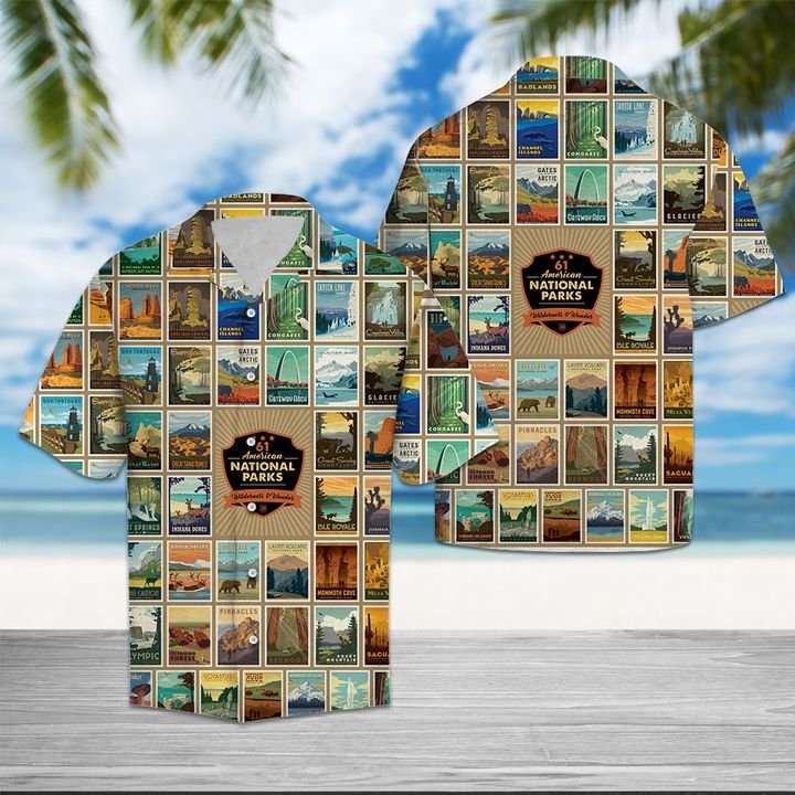 American National Park Hawaiian Shirt Summer Button Up For Men, Women, Couple