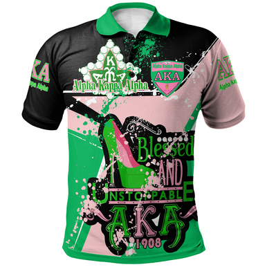 Alpha Kappa Alpha Polo Shirt – Alpha Kappa Alpha Sorority Blessed And Unstoppable 1908 Splash Style Polo Shirt