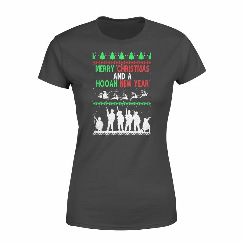 Shirtifyco Style - Merry Christmas And A Hooah New Year Ugly Christmas Sweater Women's Christmas Shirts