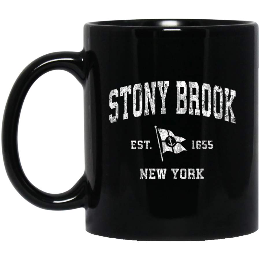 Stony Brook NY Vintage Nautical Boat Anchor Flag Sports Coffee Mug