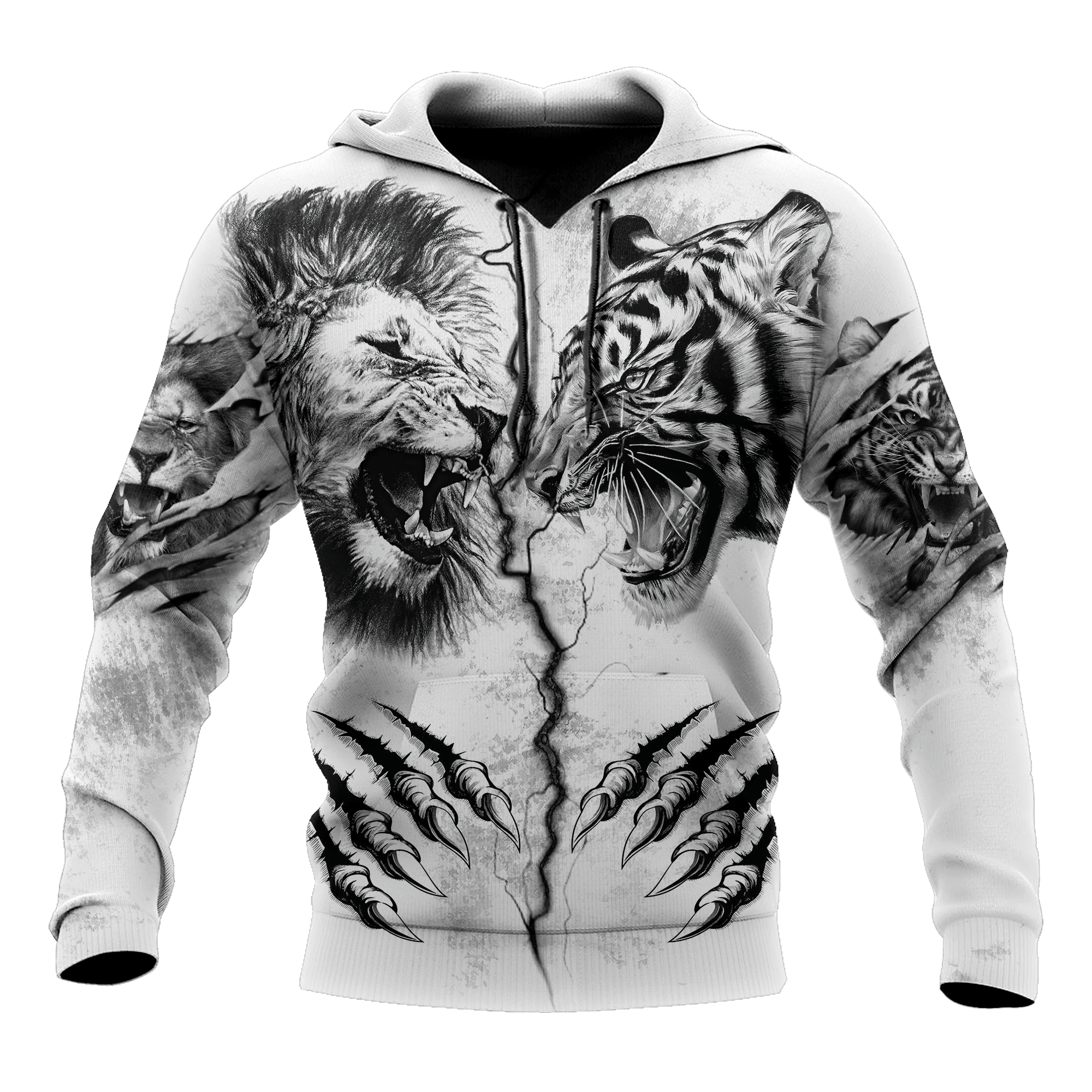 Tiger Vs Lion Tattoo Hoodie #Kv