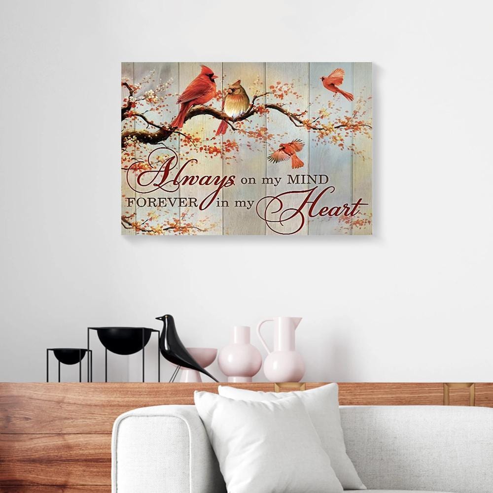 Canvas Painting Always On My Mind Forever In My Heart Cardinal Canvas Wall Art Home Decor