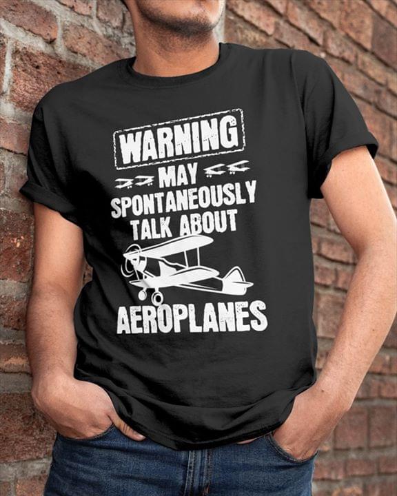 Warning May Spontaneously Talk About Aeroplanes Classic Plane Standard Men T-shirt