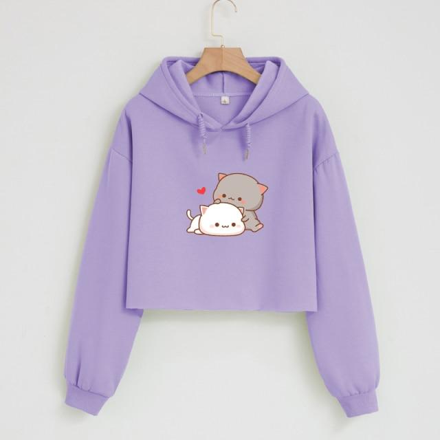 Peach & Goma Cuddling Soft Cropped Hoodies