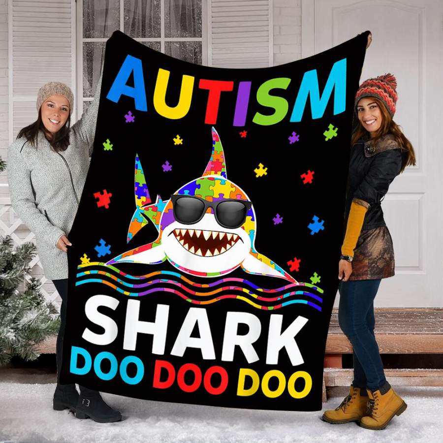 Custom Blanket Autism Shark Puzzle Awareness Day Blanket – Fleece Blanket