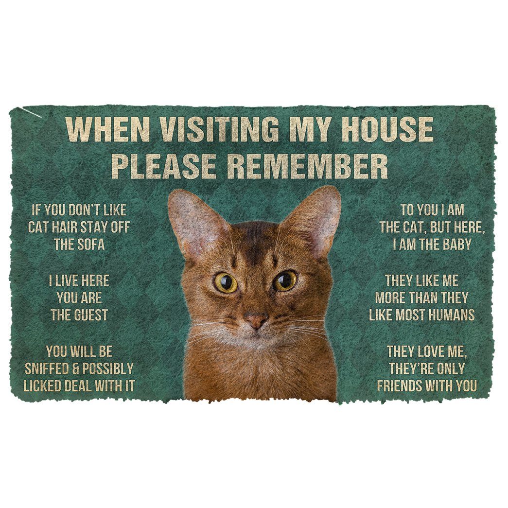 Gearhumans  GearHuman 3D Please Remember Abyssinian Cats House Rules Doormat