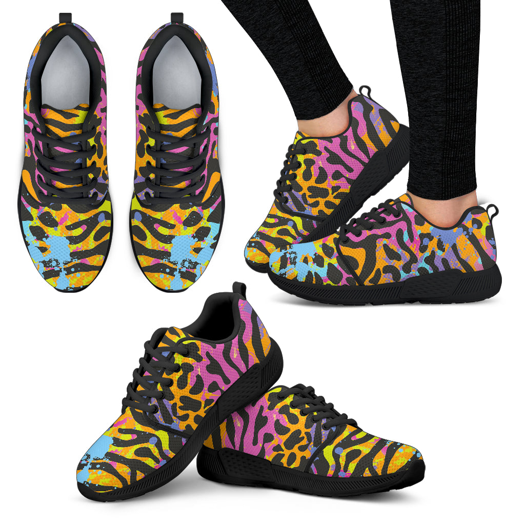 Colorful Zebra Leopard Pattern Print Women’S Athletic Shoes