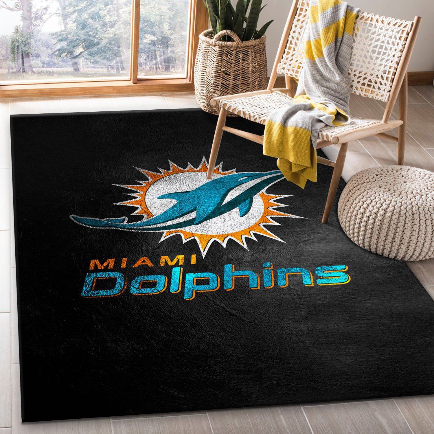 Miami Dolphins Area Rug Carpet Living Room Rug Christmas Gift Us Decor