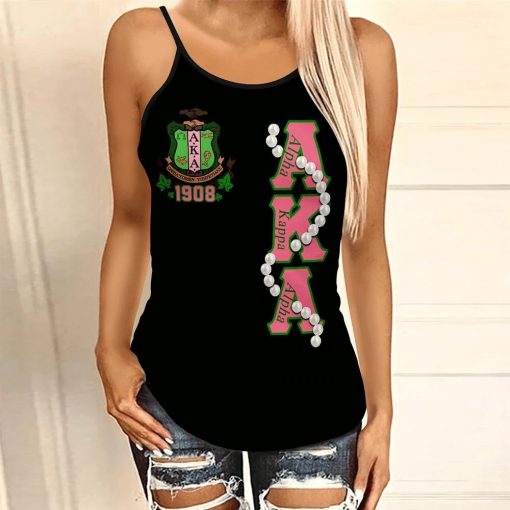 Alpha Kappa Alpha Spaint Style Criss-Cross Tank Top