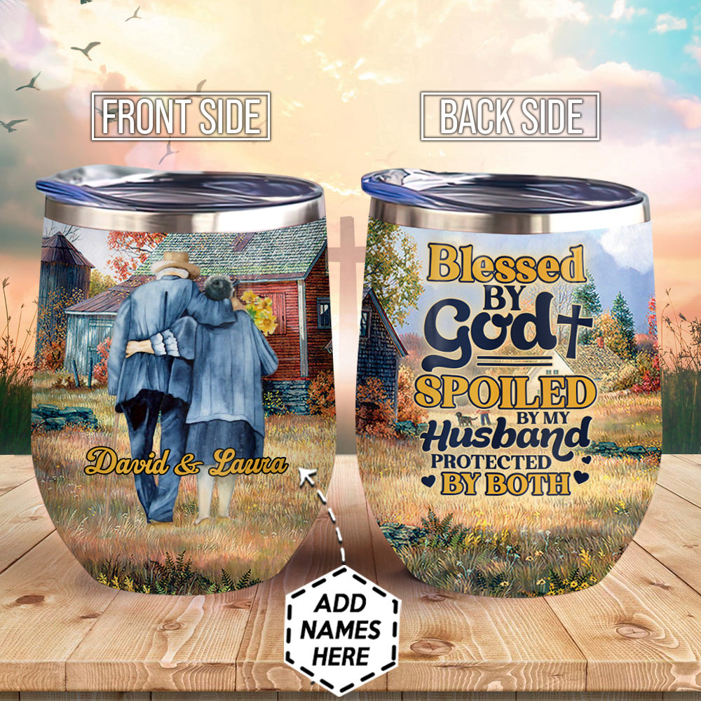 Personalized Old Couple Faith Gift Agaa0907003Z Wine Tumbler