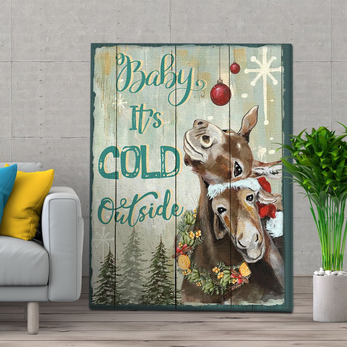 Personalized Hippie Christmas Gift Donkey Baby It’S Cold Outside – Canvas Prints Poster Wall Art