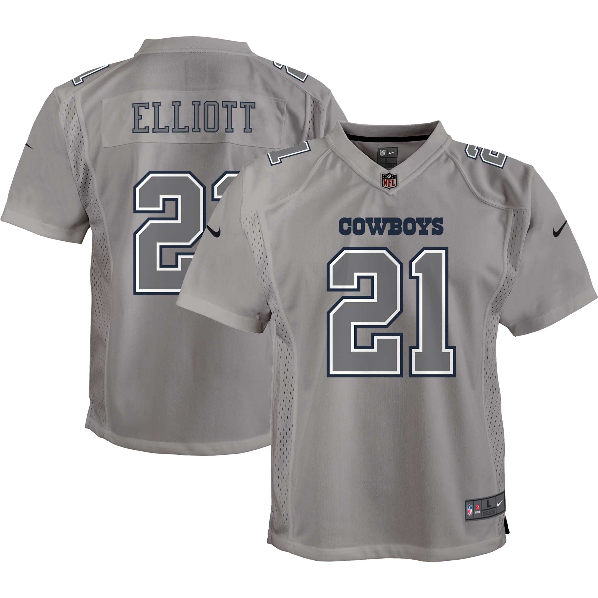 Youth Dallas Cowboys Ezekiel Elliott Gray Atmosphere Game Jersey