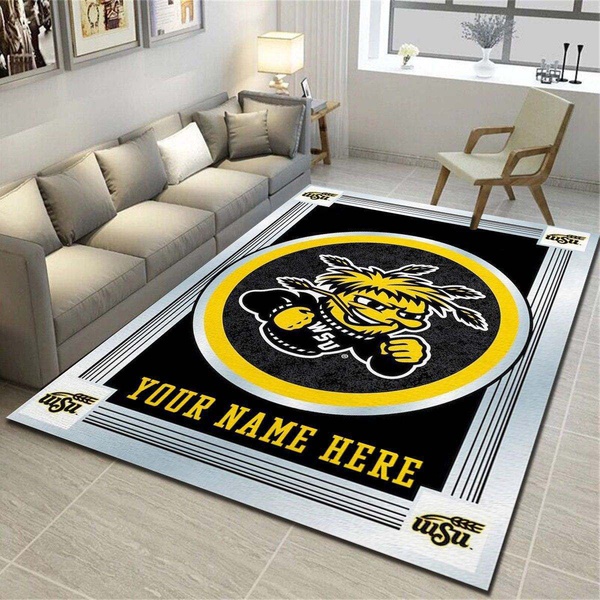 Wichita State Shockers Personalized Rug, Living Room Carpet, Customized Fan Cave Floor Mat