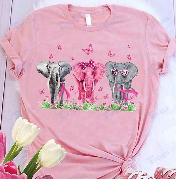 Breast Cancer Awareness Elephant Graphic Unisex T Shirt, Sweatshirt, Hoodie Size S – 5Xl