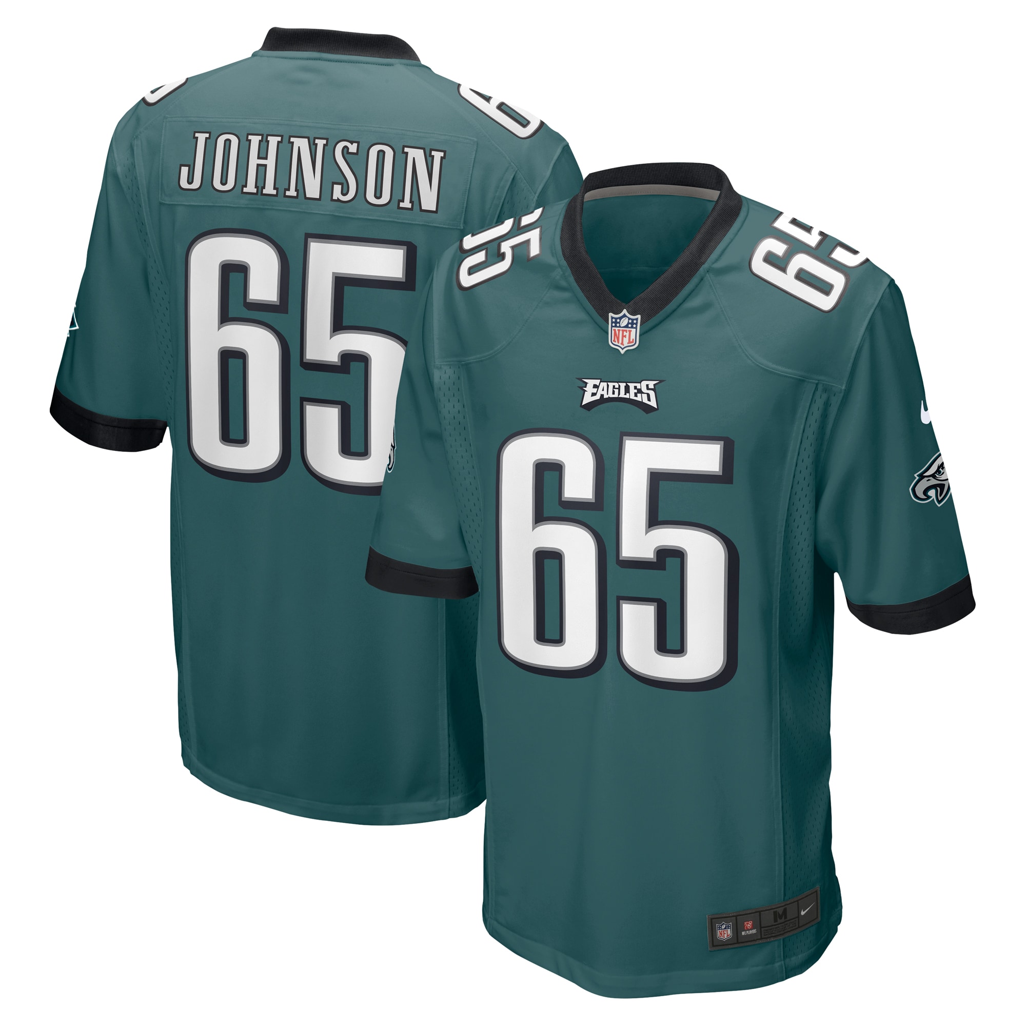 Men’s Philadelphia Eagles Lane Johnson Midnight Green Game Jersey