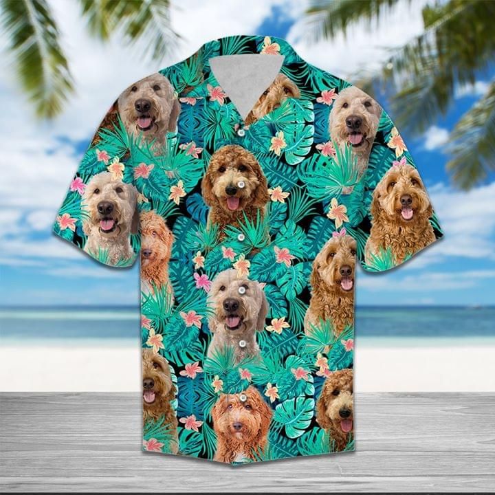 Poodle Dogs Hawaii Graphic Print Short Sleeve Hawaii Casual Shirt Ha28199